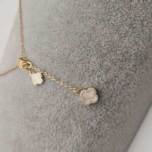 Clover Lariat Necklace 18k Gold Plated Stainless Steel Y Necklace Dainty